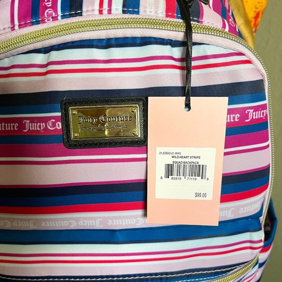 Bright and Cheerful! NWT! Juicy Couture Large Candy Colored Striped Backpack